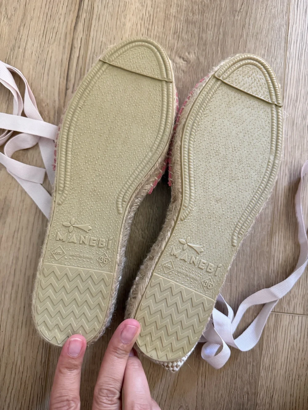 NWOT Manebi Pink Espadrille Lace-Up Flats - size 36